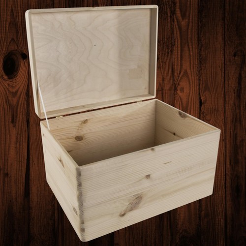 Large wooden storage box with - large,