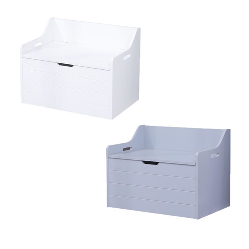 Wooden toy box large - wooden, white